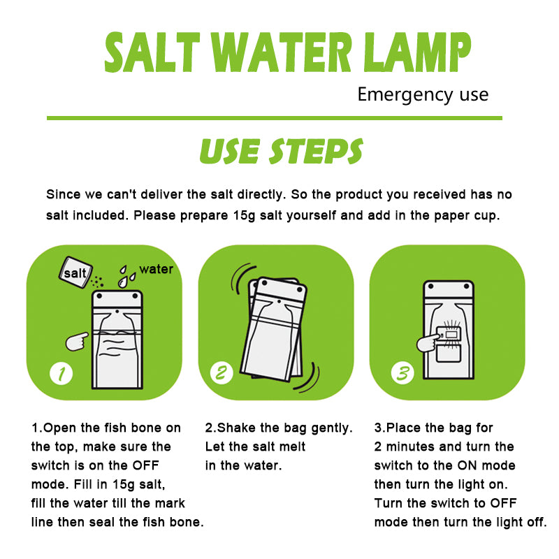 Outdoor Salt Water Lamp LED Emergency Camping Light for Camping Night Fishing Portable Energy Outdoor Salt Water Lamp LED Emergency Camping Light for Camping Night Fishing Portable Energy